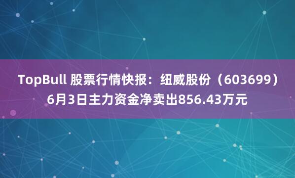 TopBull 股票行情快报：纽威股份（603699）6月3日主力资金净卖出856.43万元
